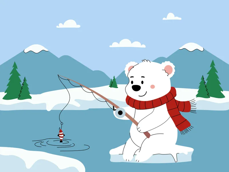 A pesca no gelo do urso polar — quebra-cabeça de 64 peças