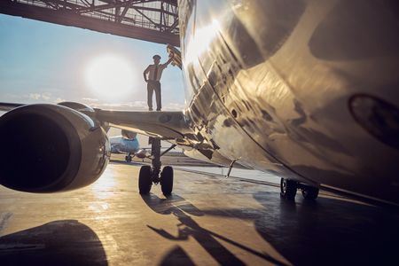 Sunlit Hangar Scene — 200-piece jigsaw puzzle