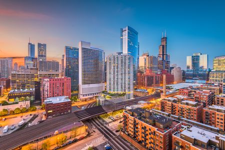 Chicago Cityscape at Dusk — 64-piece jigsaw puzzle