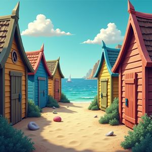 Colorful Beach Huts — 200-piece jigsaw puzzle