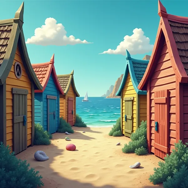 Kleurrijke strandhuisjes — 200-stukjes legpuzzel