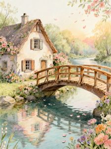 Cottage by the River — 64-piece jigsaw puzzle