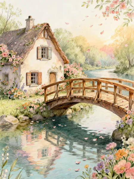 河边小屋 — 64 块拼图