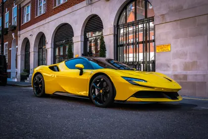 Yellow Sports Car On City Street — 100-piece jigsaw puzzle