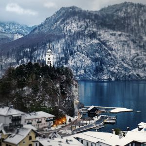 Winter Lakeside Tower — 64-piece jigsaw puzzle