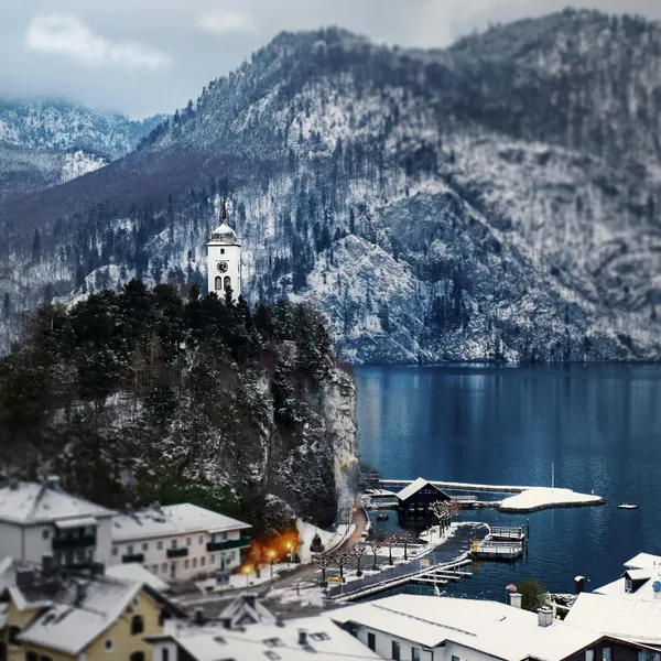 Winter Lakeside Tower — 64-piece jigsaw puzzle