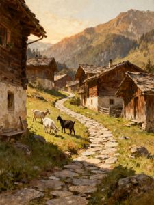 Sunlit Mountain Village — 300-piece jigsaw puzzle