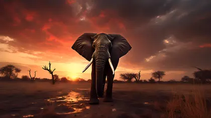 Elephant at Sunset — 100-piece jigsaw puzzle