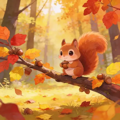 Squirrel Holding Acorn In Autumn Forest — 49-piece jigsaw puzzle