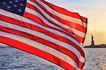 American Flag at Sunset — 100-piece jigsaw puzzle