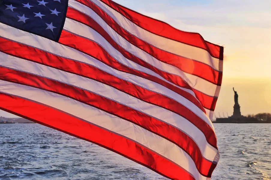 American Flag at Sunset — 100-piece jigsaw puzzle