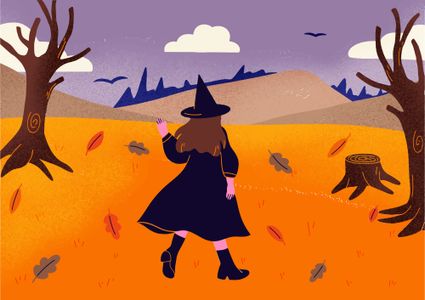 Witch in Autumn Field — 150-piece jigsaw puzzle