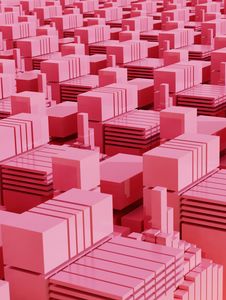 Pink Geometric Landscape — 200-piece jigsaw puzzle