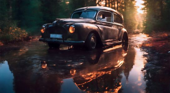 Vintage Car Reflection — 200-piece jigsaw puzzle