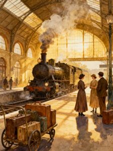 Sunlit Train Station — 300-piece jigsaw puzzle