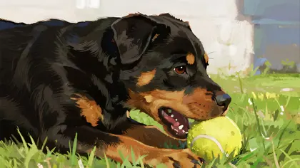 Puppy with Tennis Ball — 91-piece jigsaw puzzle