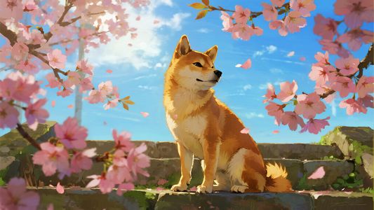 Springtime Shiba Blossom — 300-piece jigsaw puzzle