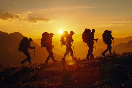 Hikers at Sunset — 100-piece jigsaw puzzle