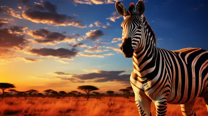 Zebra in Sunset Savanna — 92-piece jigsaw puzzle