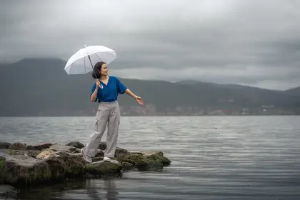 Rainy Lakeside Stroll — 64-piece jigsaw puzzle