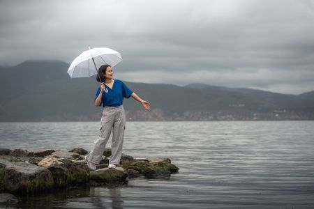 Rainy Lakeside Stroll — 64-piece jigsaw puzzle