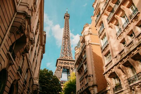 Eiffel Tower Amid Parisian Charm — 64-piece jigsaw puzzle