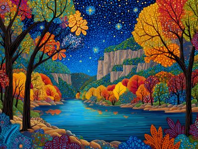 Starlit Autumn Landscape — 200-piece jigsaw puzzle
