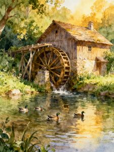 Tranquil Watermill Scene — 500-piece jigsaw puzzle