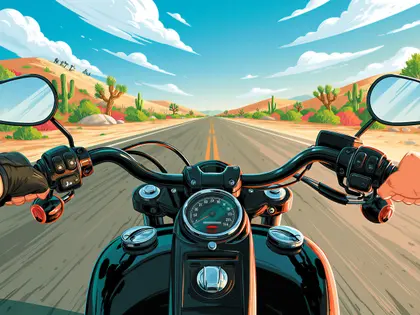 Motorcycle Ride Through Desert Highway — 154-piece jigsaw puzzle
