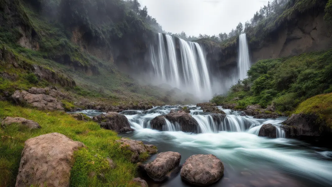 Majestic Waterfall Scene — 500-piece jigsaw puzzle