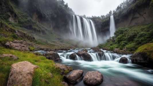 Majestic Waterfall Scene — 500-piece jigsaw puzzle