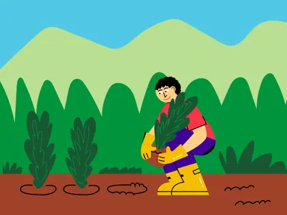 Gardener Carrying Leafy Potted Plant — 80-piece jigsaw puzzle