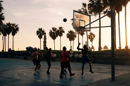 Sunset Basketball Game — 100-piece jigsaw puzzle