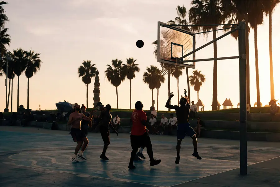 Sunset Basketball Game — 100-piece jigsaw puzzle