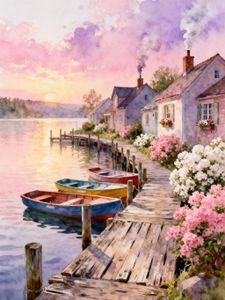 Serene Lakeside Evening — 100-piece jigsaw puzzle