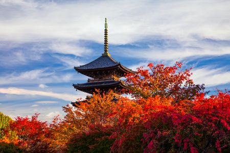 Autumn Pagoda View — 100-piece jigsaw puzzle