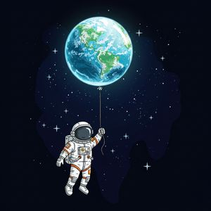 Astronaut and Earth Balloon — 200-piece jigsaw puzzle