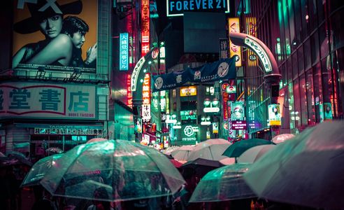 Neon Night Rain — 200-piece jigsaw puzzle