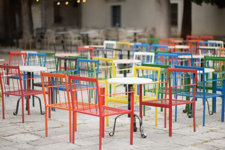 Colorful Café Seats — 100-piece jigsaw puzzle