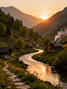 Serene Mountain Sunset — 200-piece jigsaw puzzle