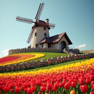Tulip Fields and Windmill — 100-piece jigsaw puzzle