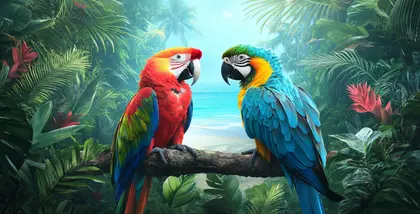 Tropical Parrot Pair — 300-piece jigsaw puzzle
