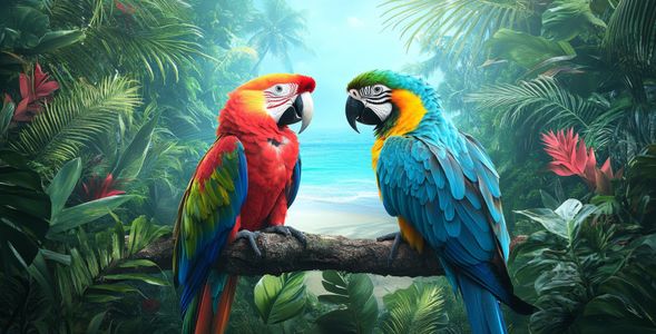 Tropical Parrot Pair — 300-piece jigsaw puzzle