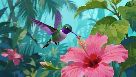Hummingbird and Tropical Blossom — 200-piece jigsaw puzzle
