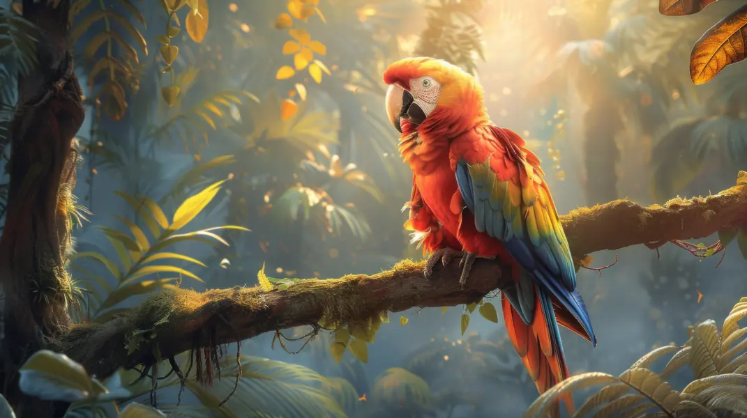 Parrot in Sunlit Jungle — 200-piece jigsaw puzzle