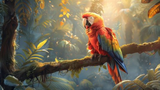 Parrot in Sunlit Jungle — 200-piece jigsaw puzzle