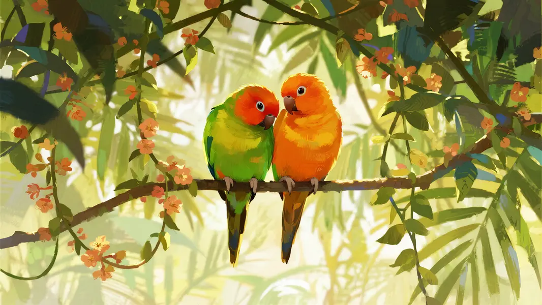 Tropical Lovebirds — 400-piece jigsaw puzzle