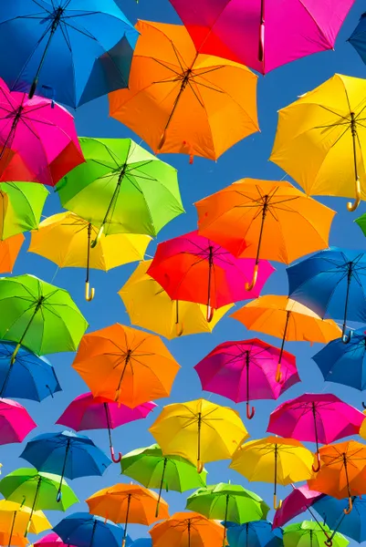Rainbow Umbrellas in Sky — 200-piece jigsaw puzzle