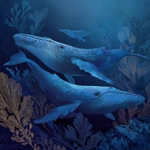 Whales in Blue Waters — 200-piece jigsaw puzzle