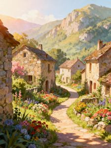 Charming Mountain Village — 500-piece jigsaw puzzle